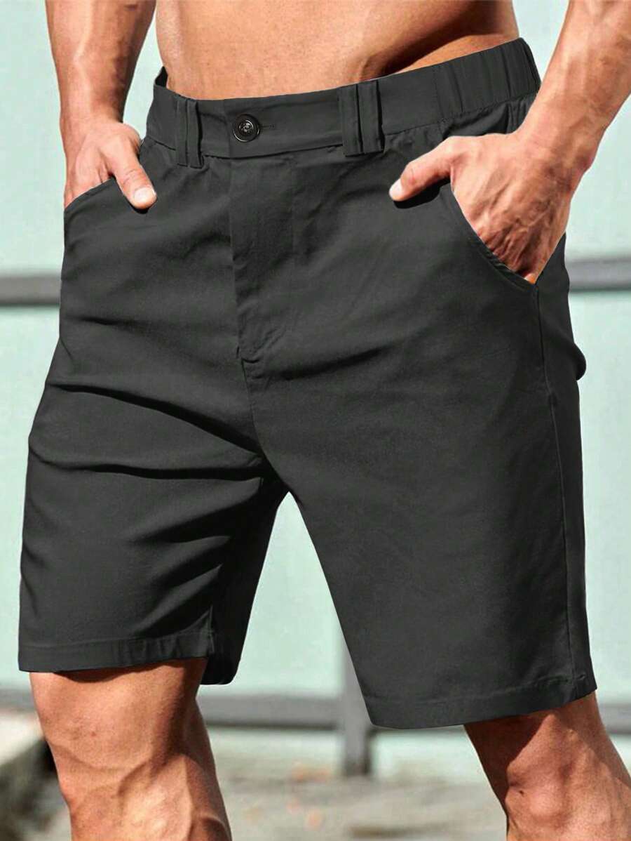 Bermuda athlétique taille haute avec bouton – Coupe streetwear pour homme