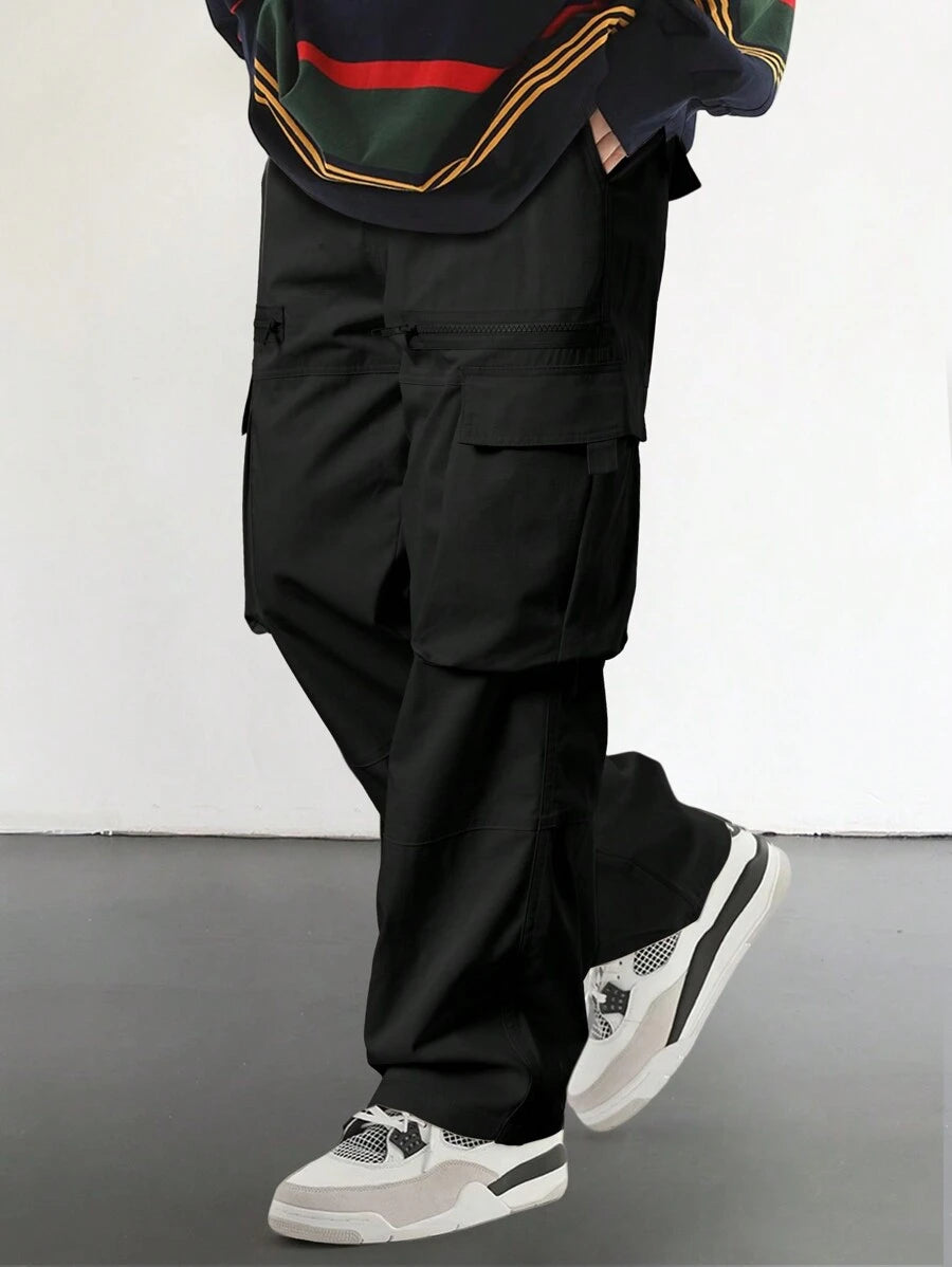 Pantalon cargo homme coupe ample avec poches rabat style décontracté