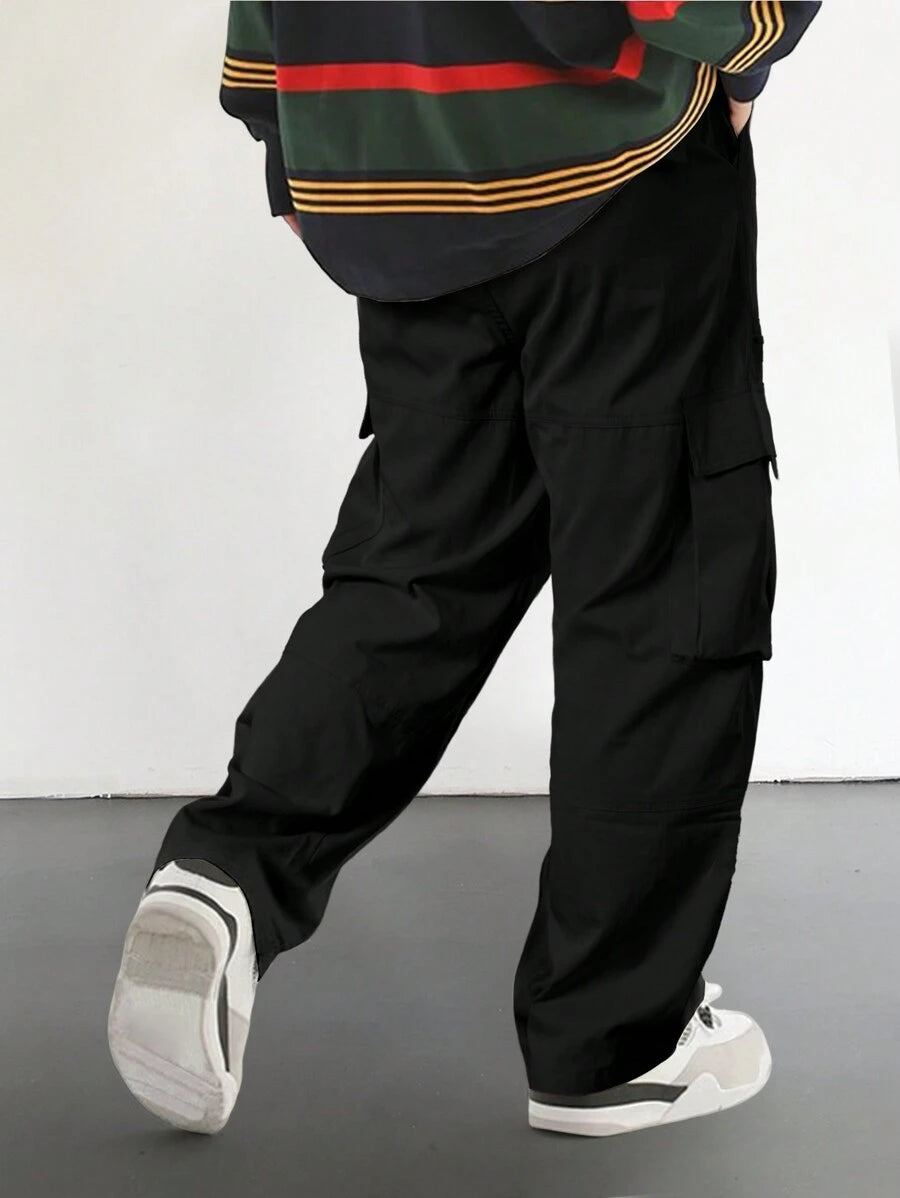 Pantalon cargo homme coupe ample avec poches rabat style décontracté