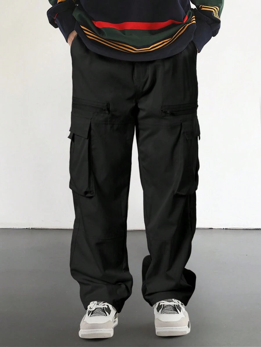 Pantalon cargo homme coupe ample avec poches rabat style décontracté