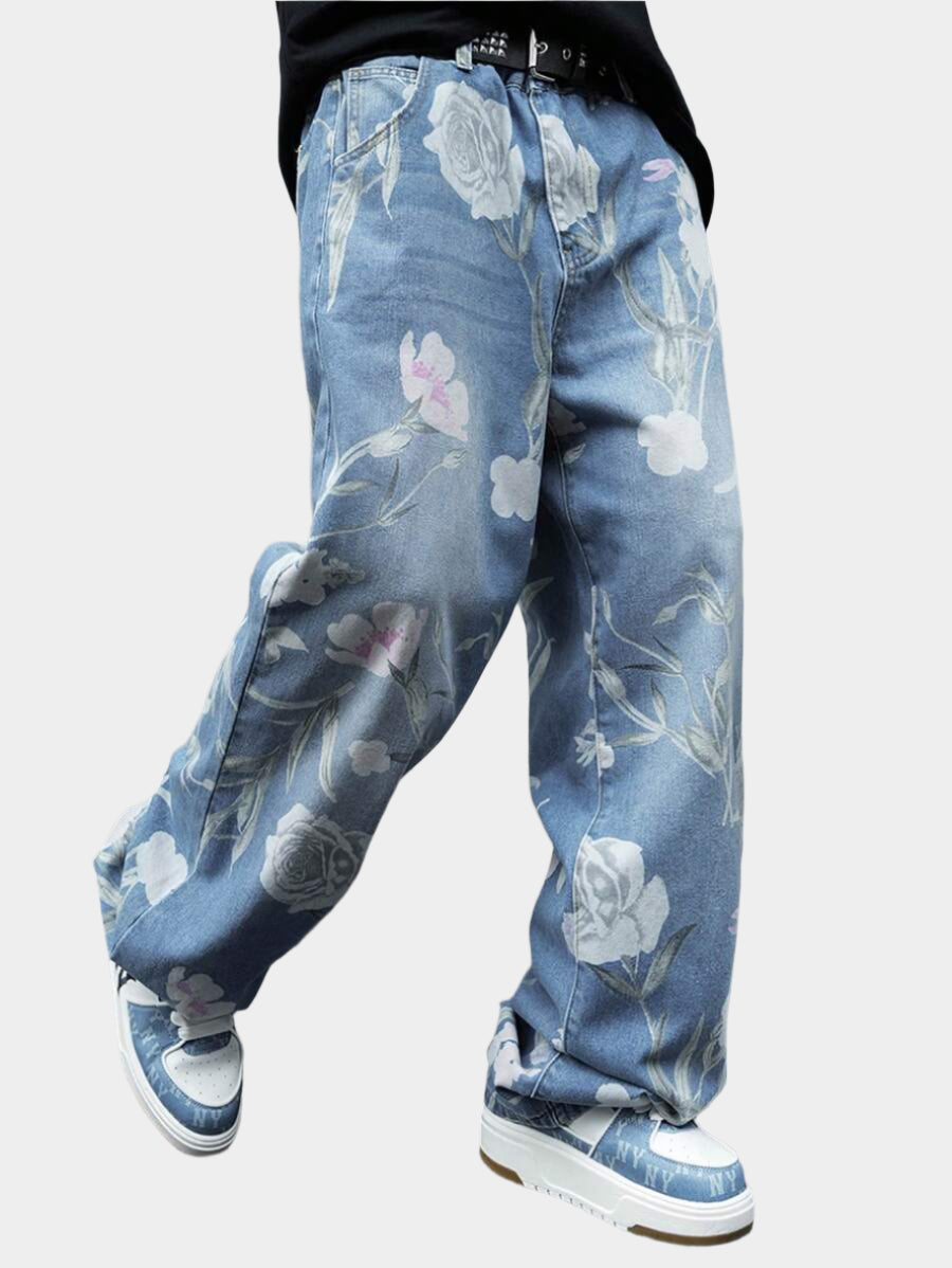 Pantalon ample simple à imprimé floral pour homme – Usage quotidien