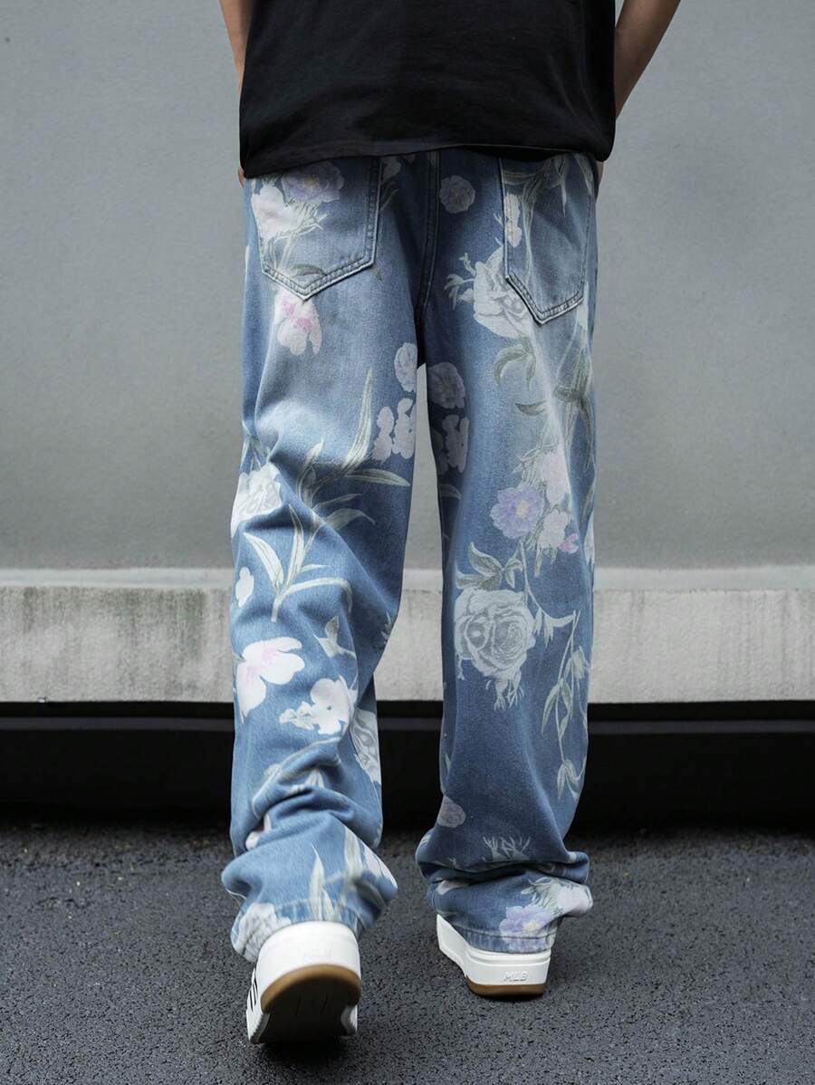 Pantalon ample simple à imprimé floral pour homme – Usage quotidien