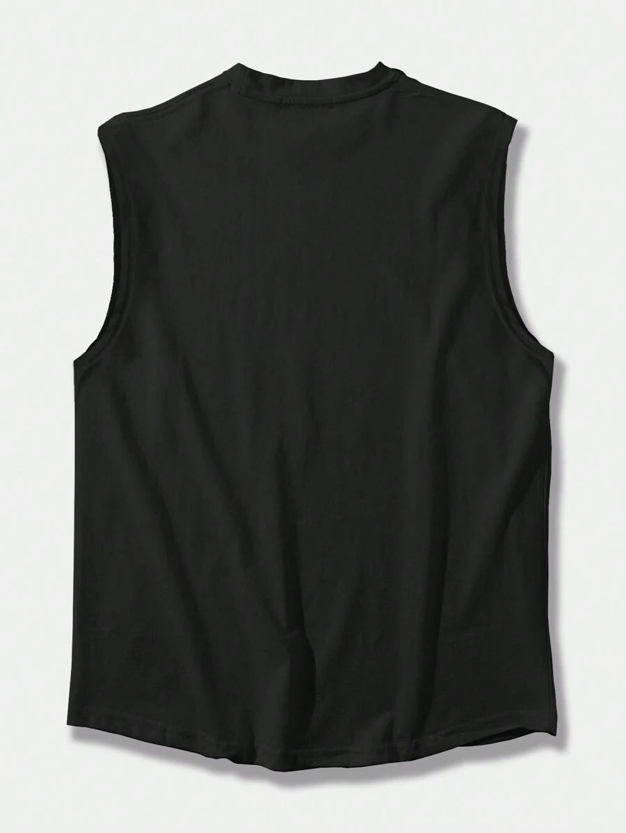 Chemise sans manches à col rond de couleur unie pour homme