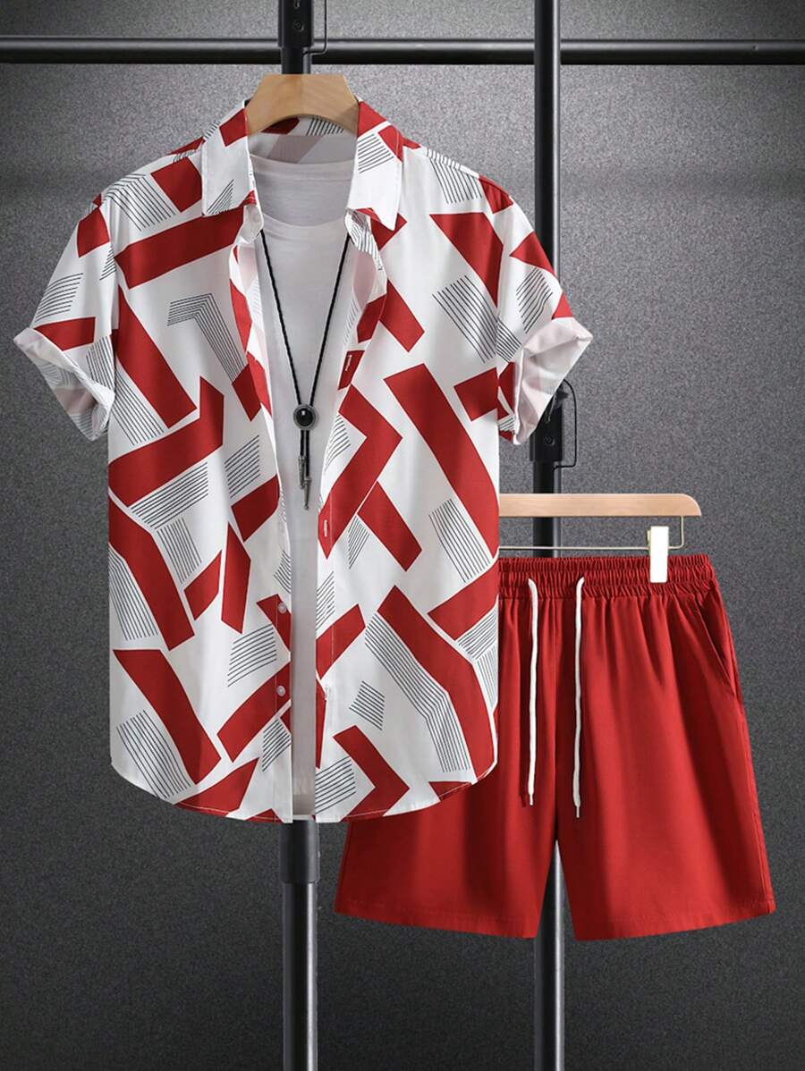 Deux ensembles pièces imprimé graphique moderne pour homme - vêtements d'été