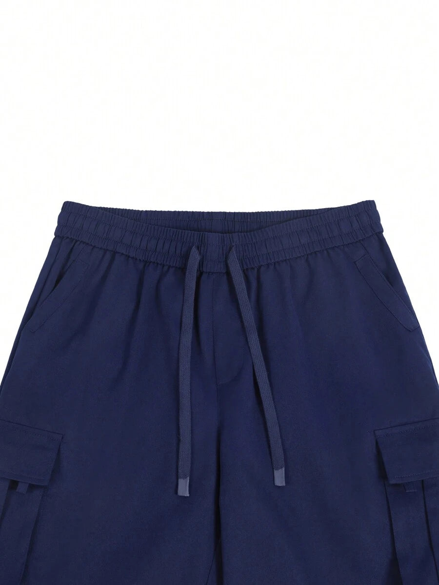 Shorts cargo pour hommes avec taille à cordon de serrage et poches latérales