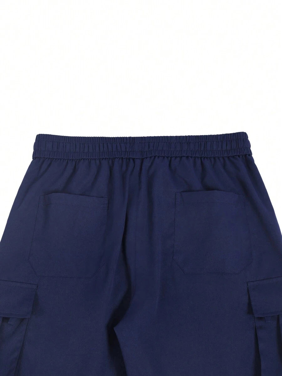 Shorts cargo pour hommes avec taille à cordon de serrage et poches latérales