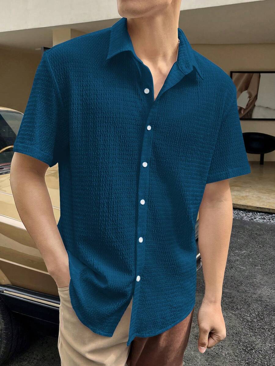 Chemise boutonnée à épaules tombantes coupe régulière pour homme