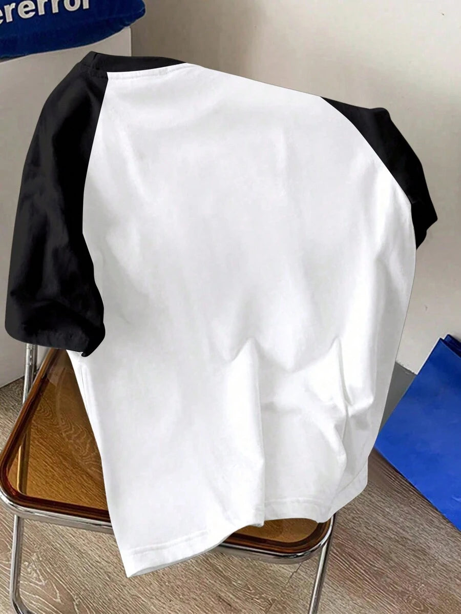 Chemise à col rond manches raglan avec imprimé graphique tendance