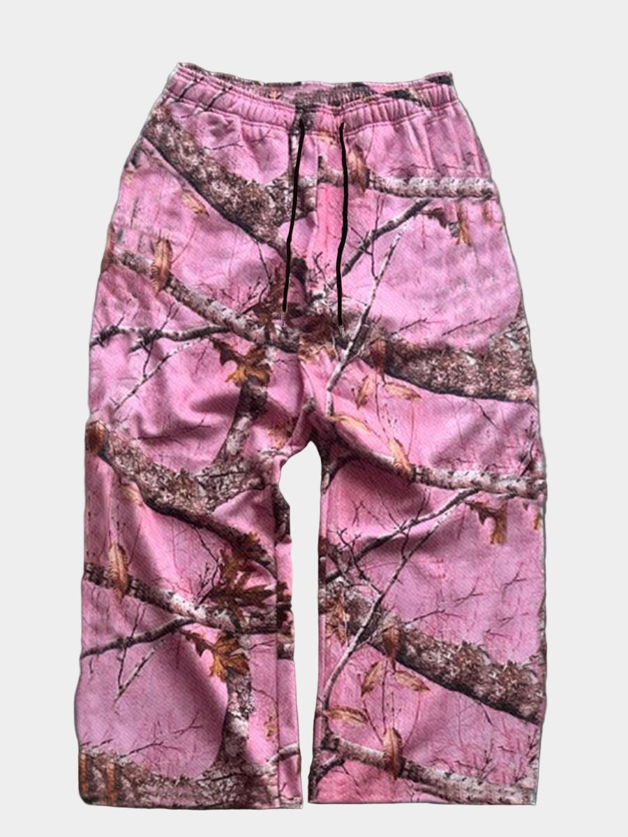 Pantalon de survêtement coupe droite, décontracté et à imprimé intégral