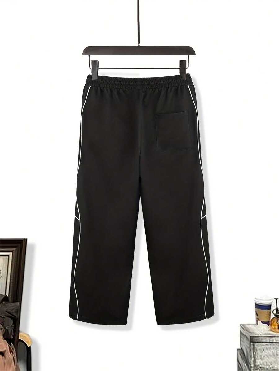 Pantalon de survêtement décontracté à bordure contrastée pour homme