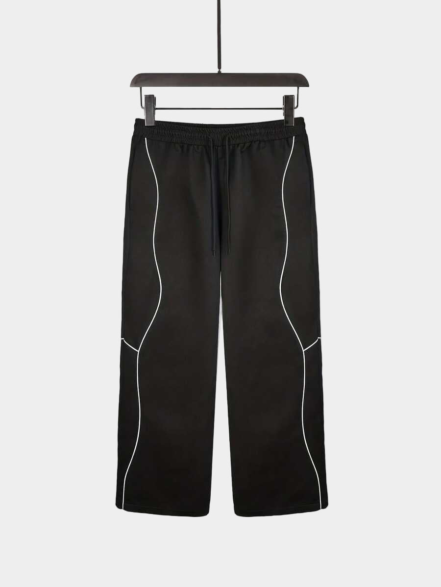 Pantalon de survêtement décontracté à bordure contrastée pour homme