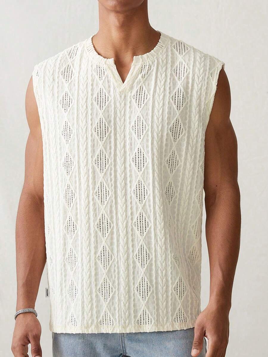 Chemise sans manches en tricot style western - Coupe ample pour un usage quotidien
