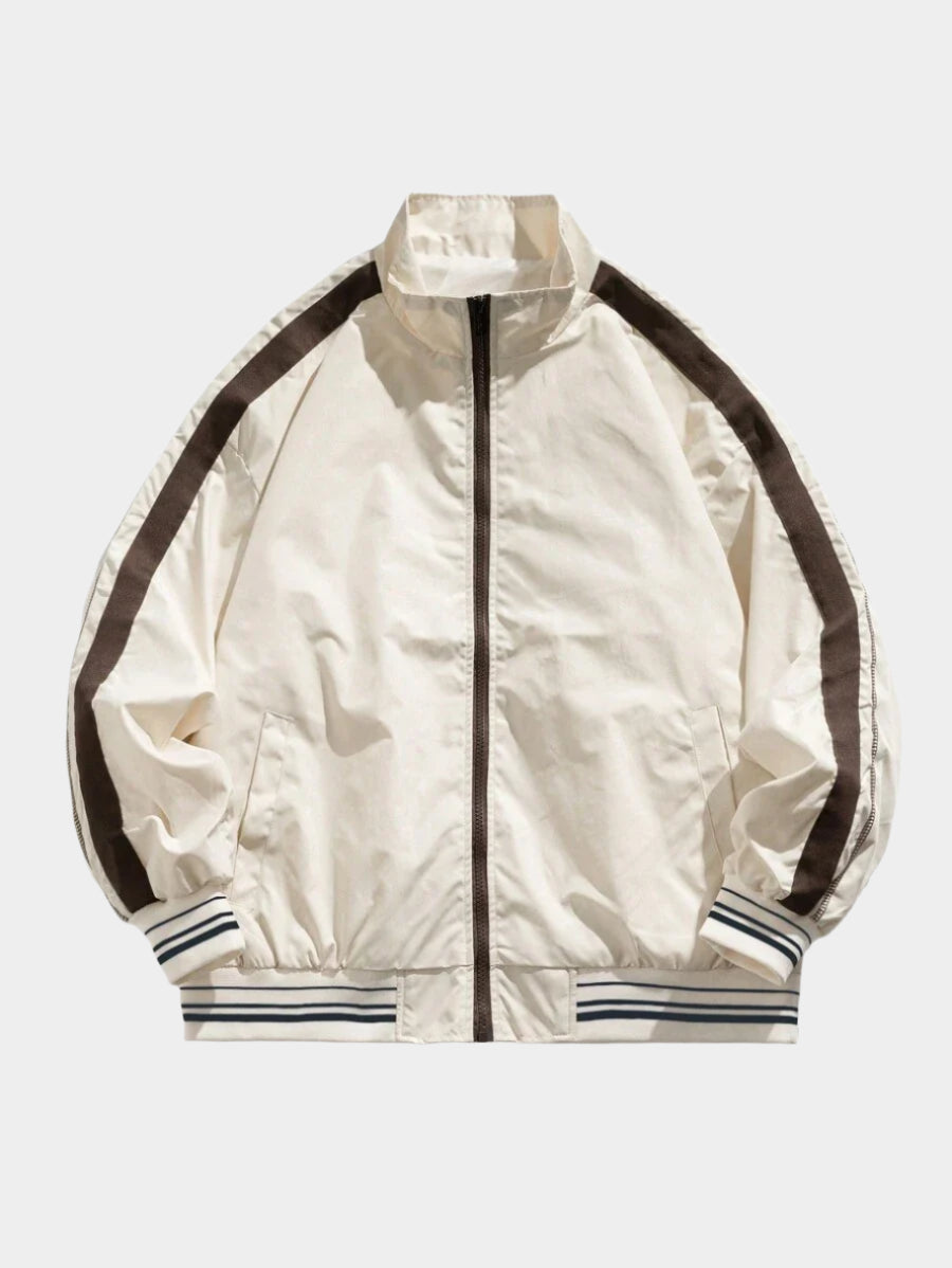 Coupe-vent zippé à rayures – Veste d'automne légère pour homme
