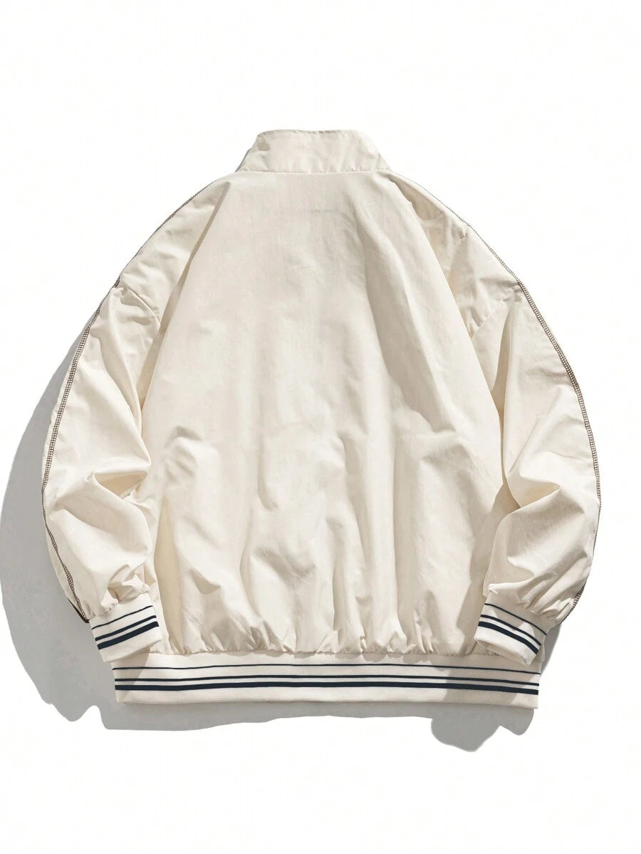 Coupe-vent zippé à rayures – Veste d'automne légère pour homme