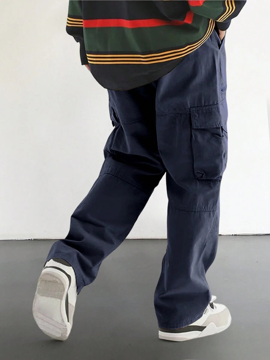 Pantalon cargo homme coupe ample avec poches rabat style décontracté