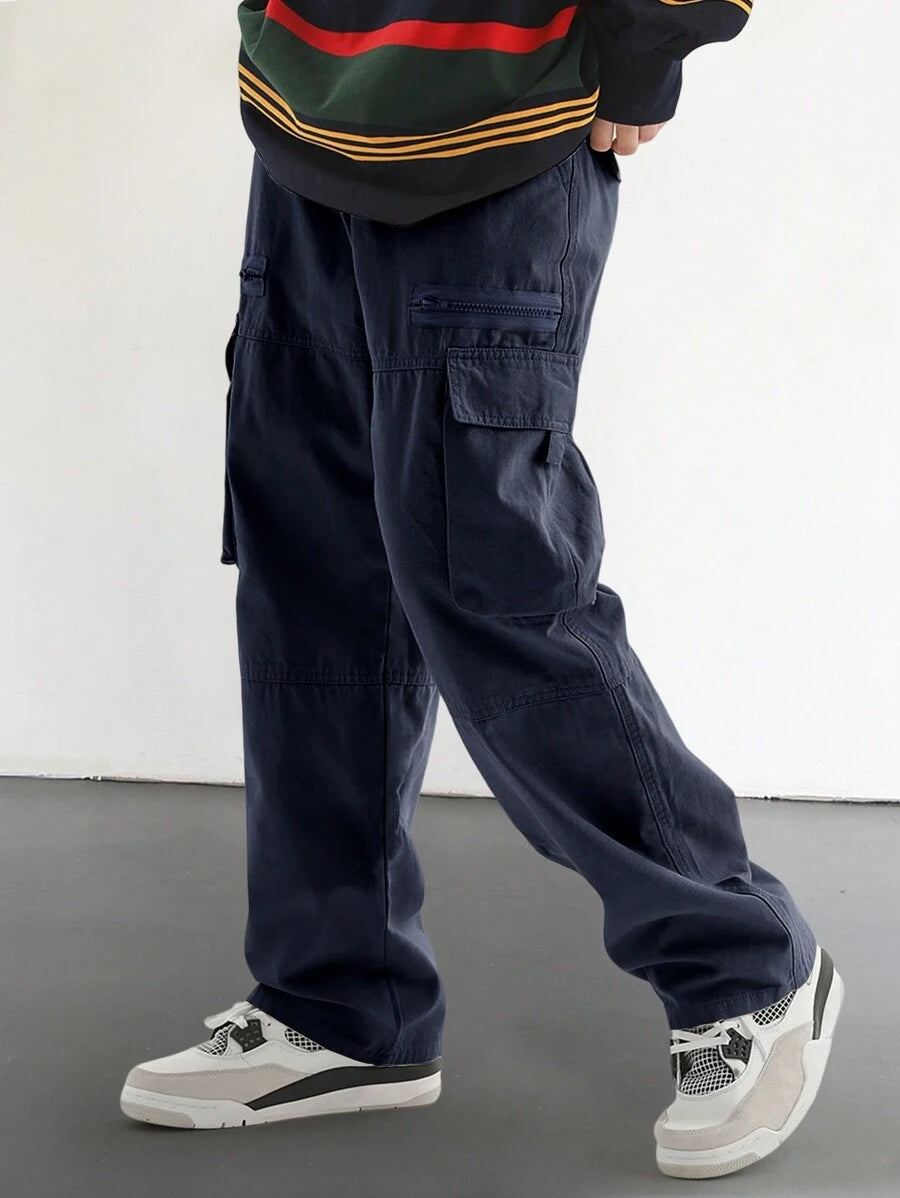 Pantalon cargo homme coupe ample avec poches rabat style décontracté