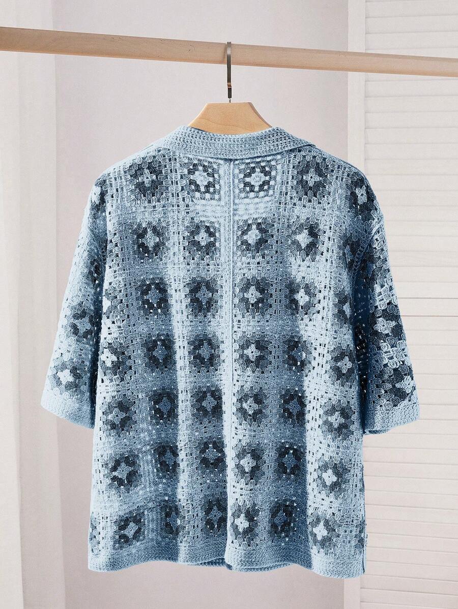 Chemises au crochet tendance homme col cubain été style vintage