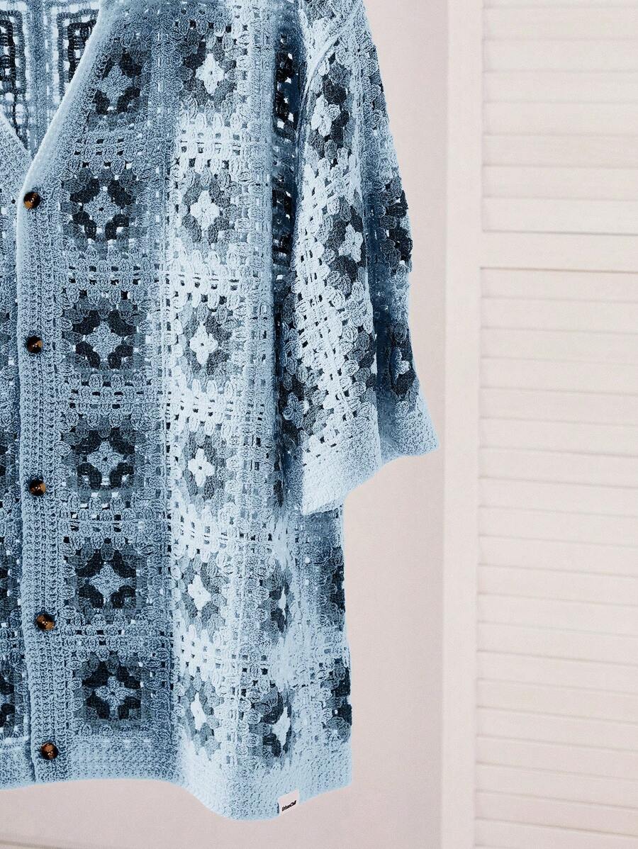Chemises au crochet tendance homme col cubain été style vintage