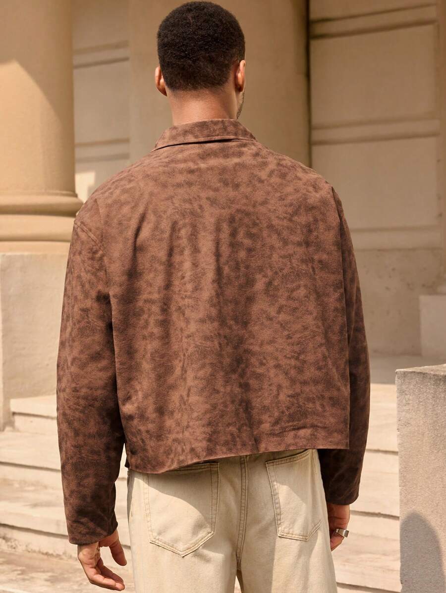 Veste en cuir décontractée à fermeture éclair – Vêtements d'extérieur élégants pour hommes