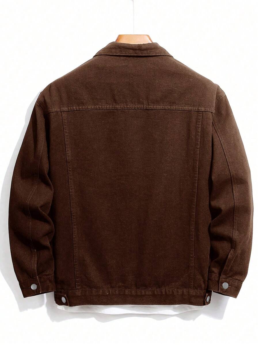 Chemise en jean décontractée à coupe ample et couleur unie pour homme