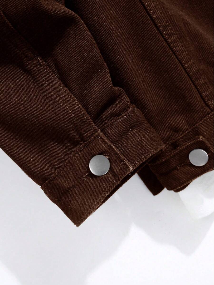 Chemise en jean décontractée à coupe ample et couleur unie pour homme