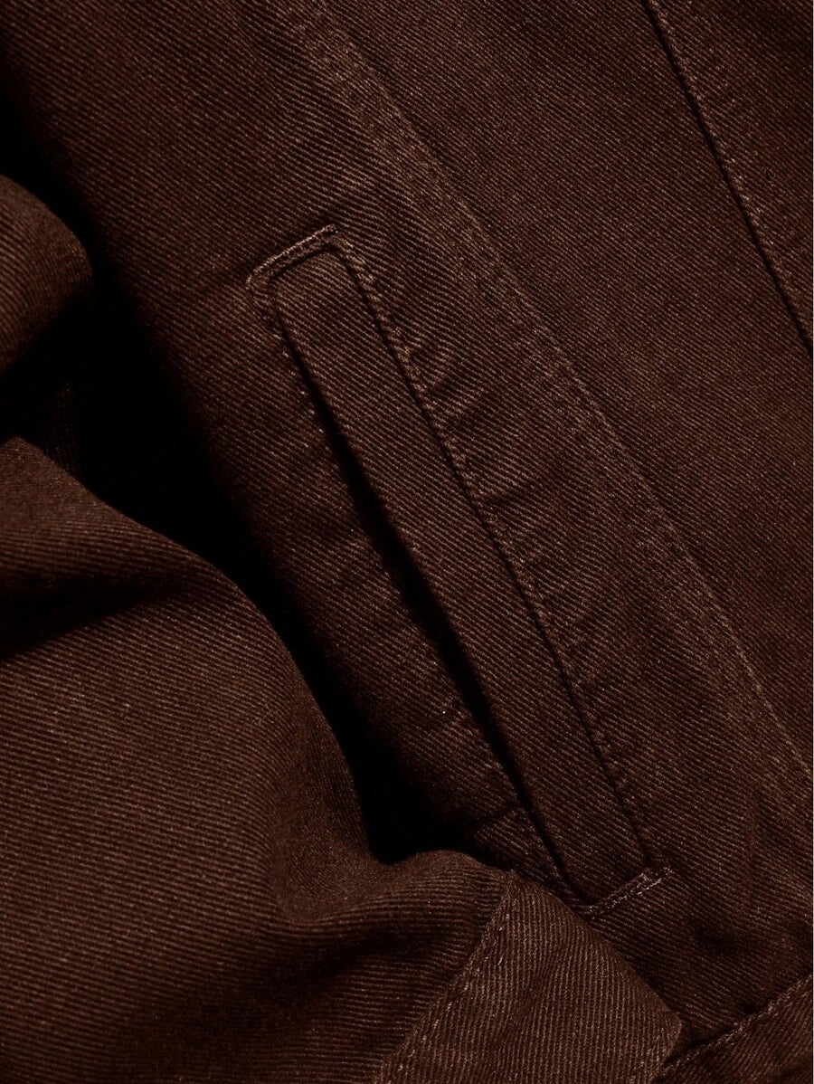 Chemise en jean décontractée à coupe ample et couleur unie pour homme