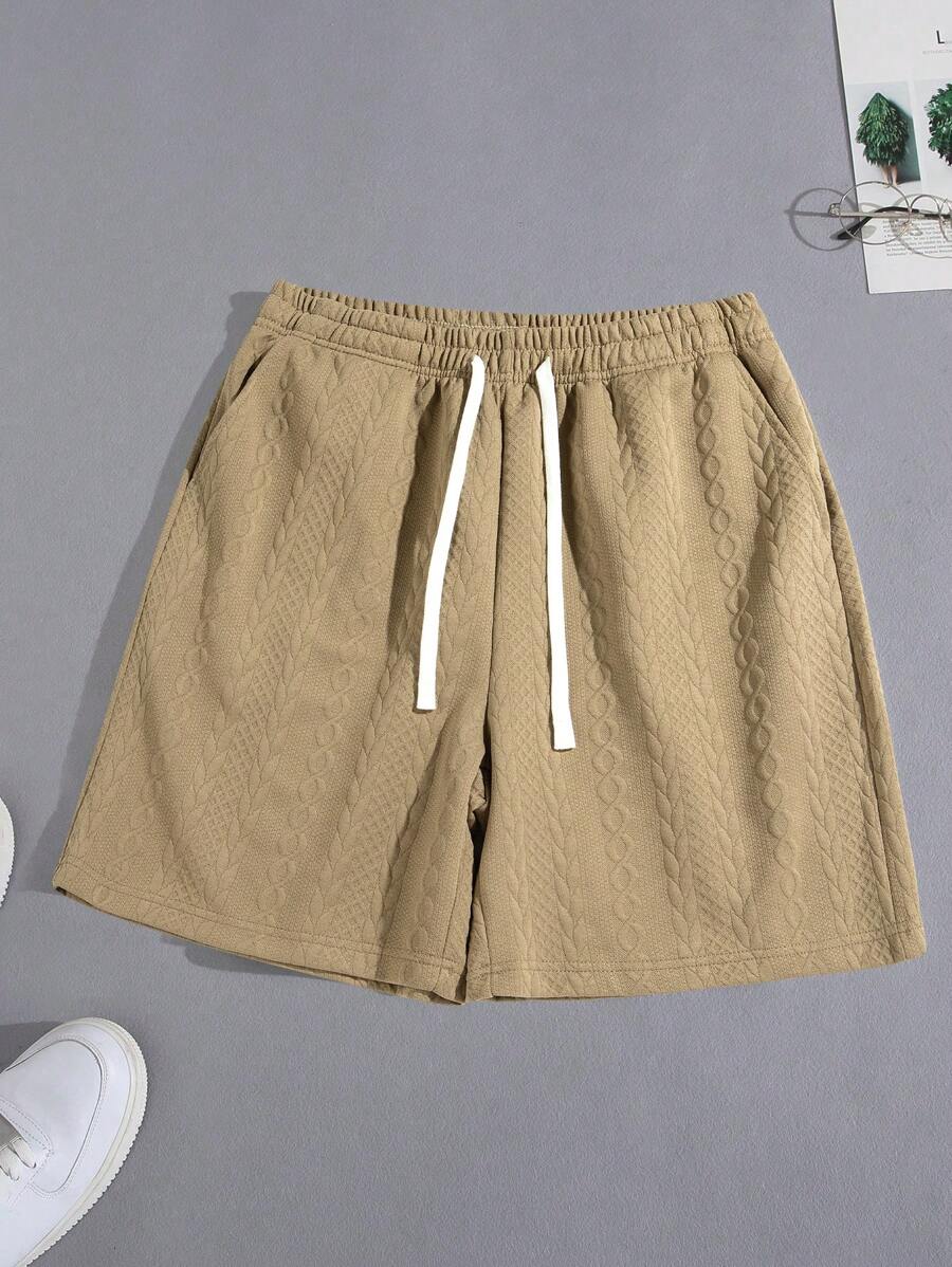 Short décontracté texturé en jacquard tendance pour la plage et le sport