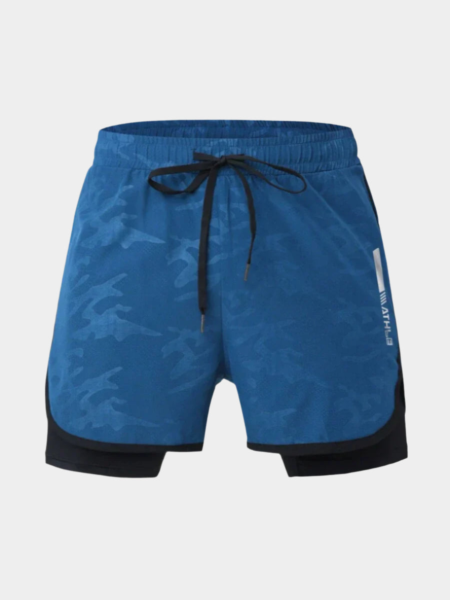 Shorts de sport à taille élastique imprimé lettre et cordon stylé