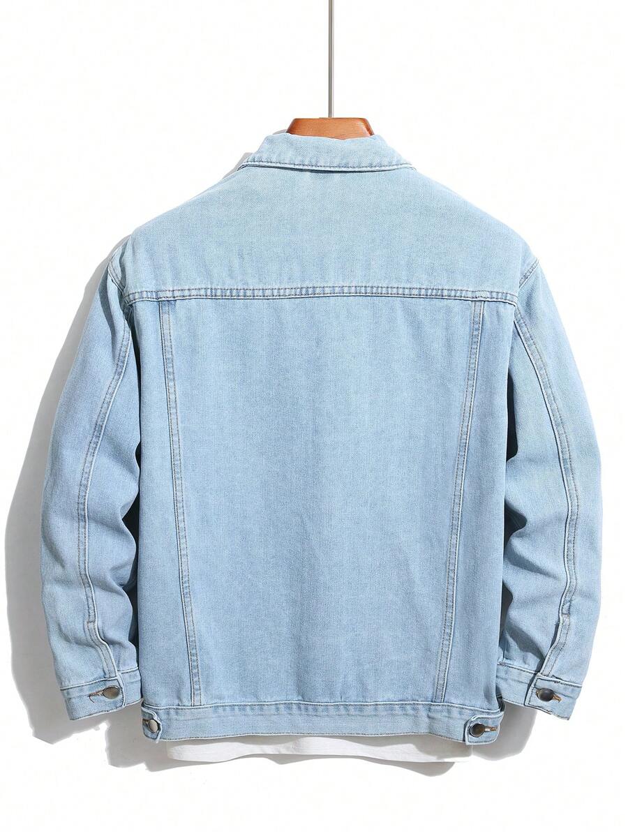 Chemise en jean décontractée à coupe ample et couleur unie pour homme