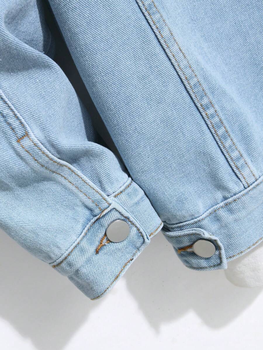 Chemise en jean décontractée à coupe ample et couleur unie pour homme