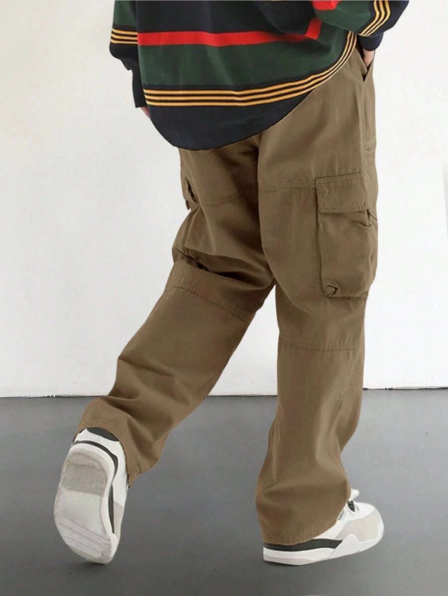 Pantalon cargo homme coupe ample avec poches rabat style décontracté