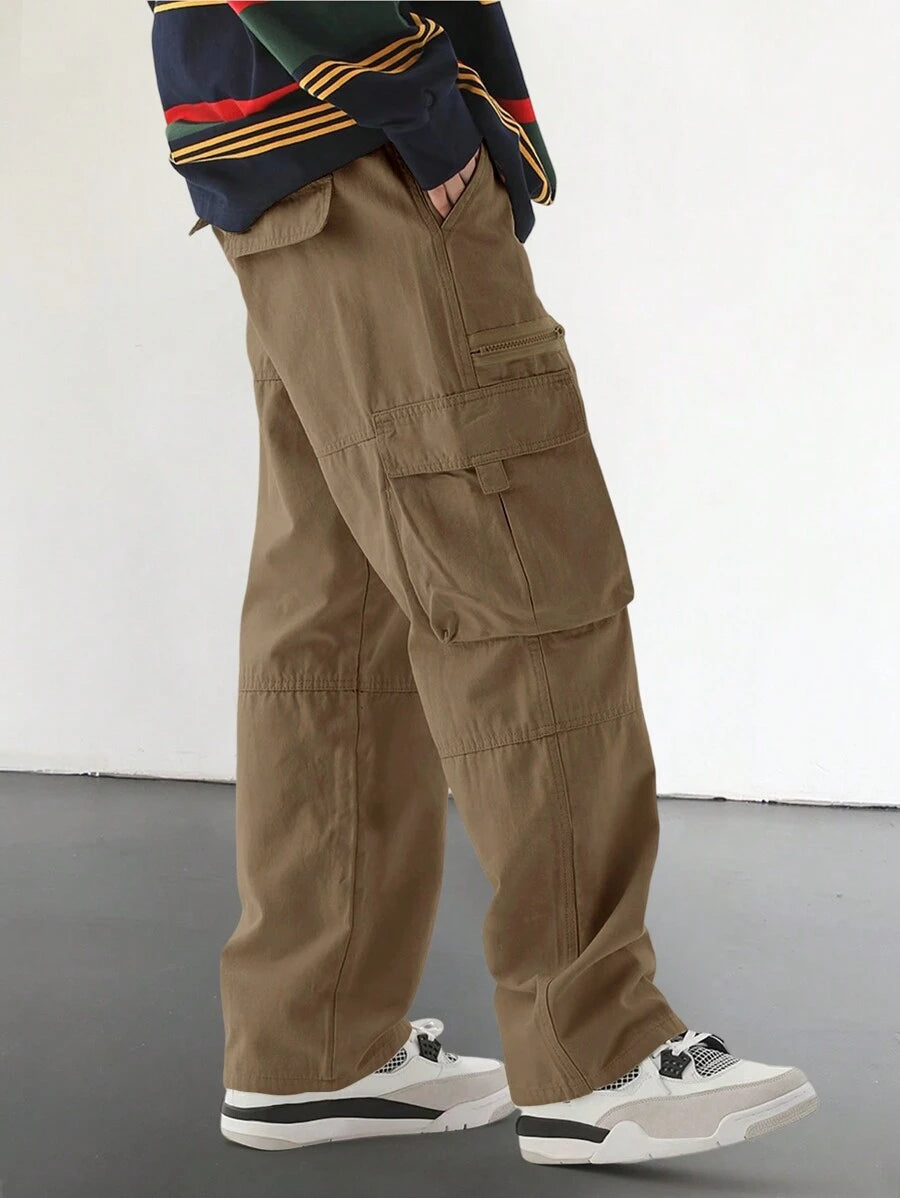 Pantalon cargo homme coupe ample avec poches rabat style décontracté