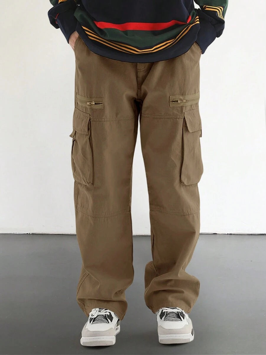 Pantalon cargo homme coupe ample avec poches rabat style décontracté