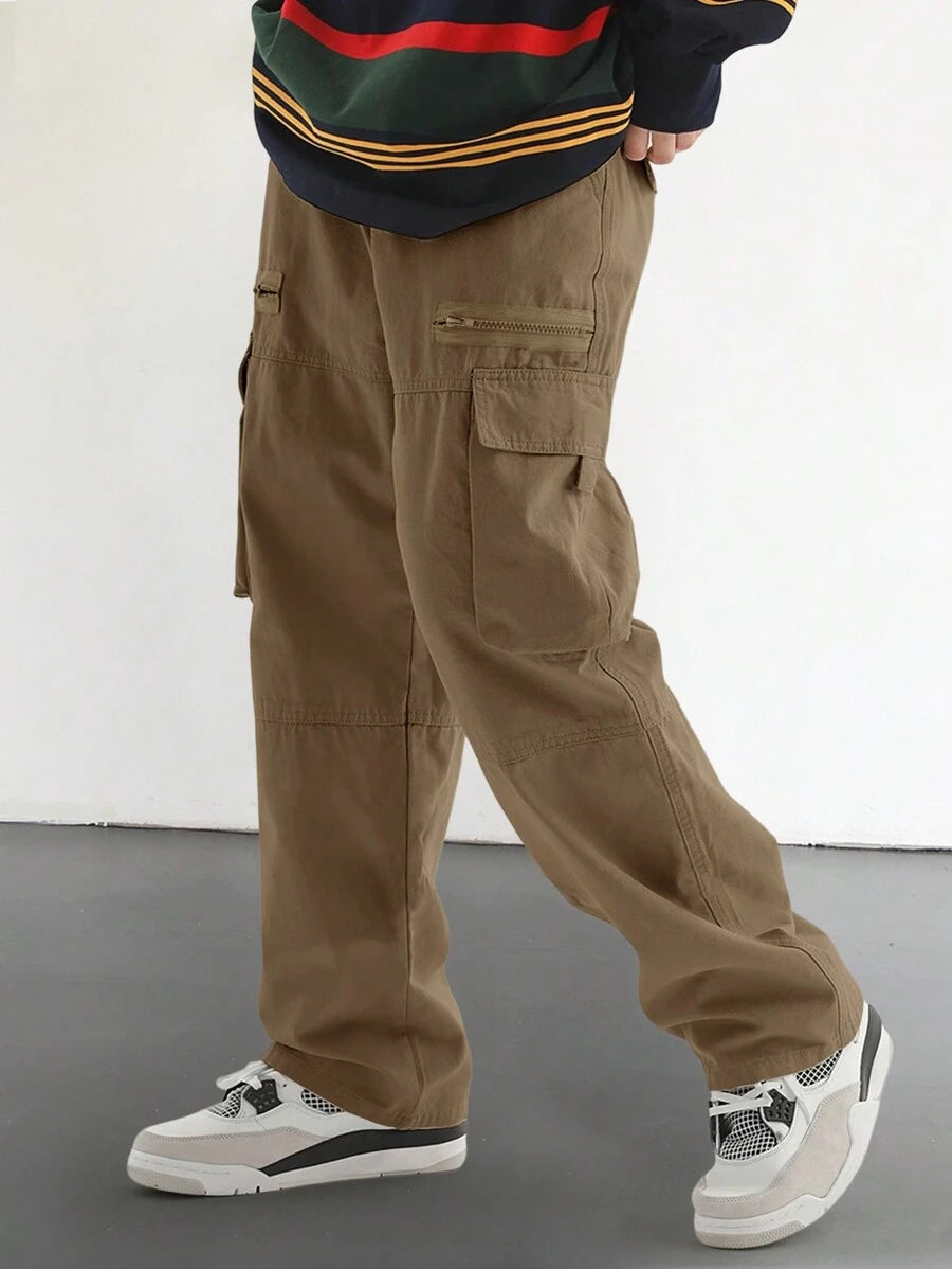 Pantalon cargo homme coupe ample avec poches rabat style décontracté