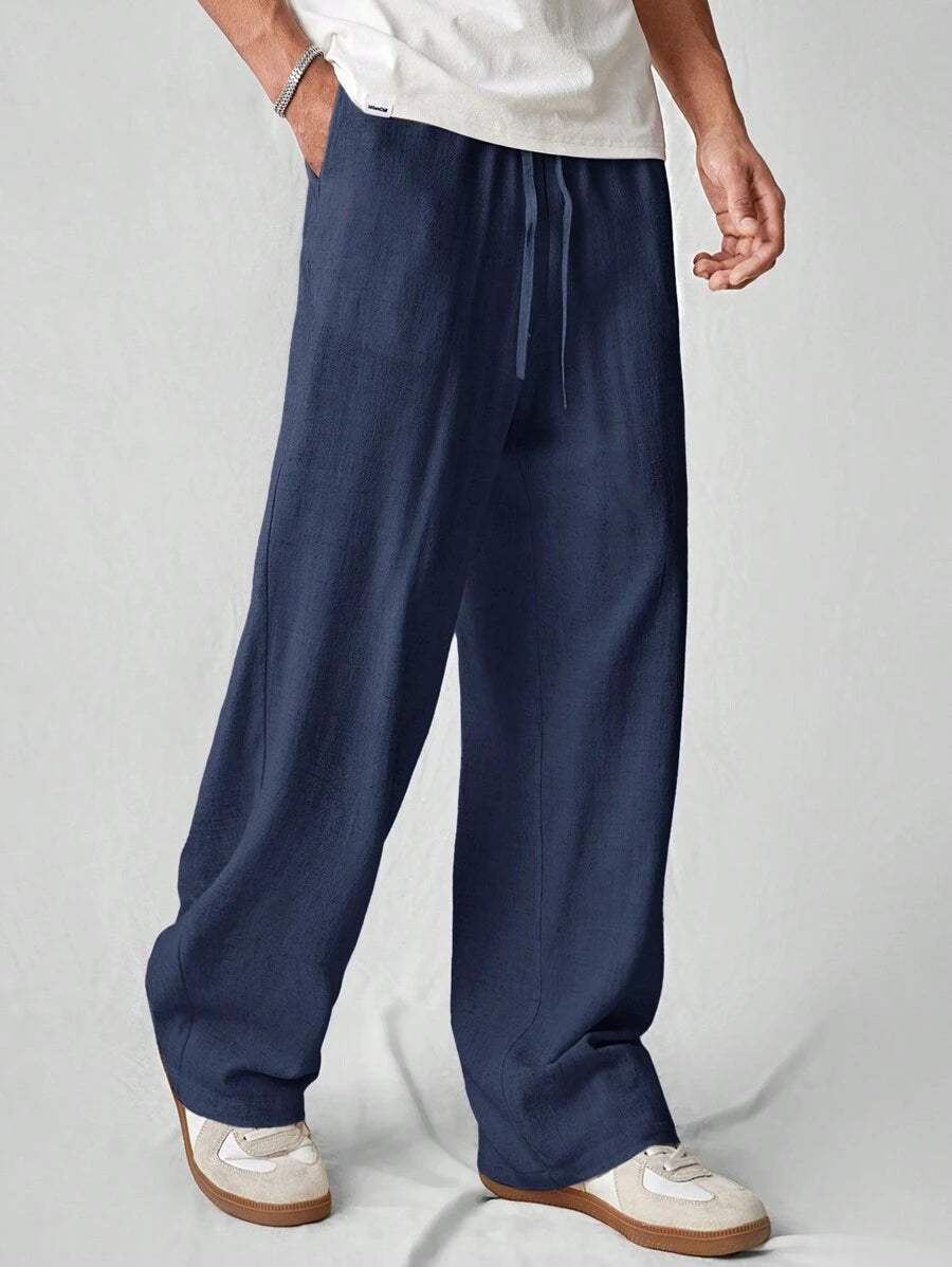 Pantalon de lin avec cordon de serrage pour homme – Tenue décontractée au quotidien