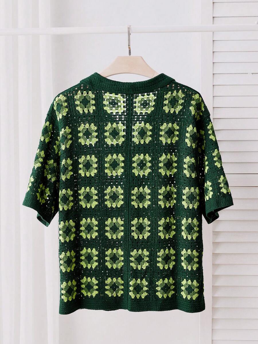 Chemises au crochet tendance homme col cubain été style vintage