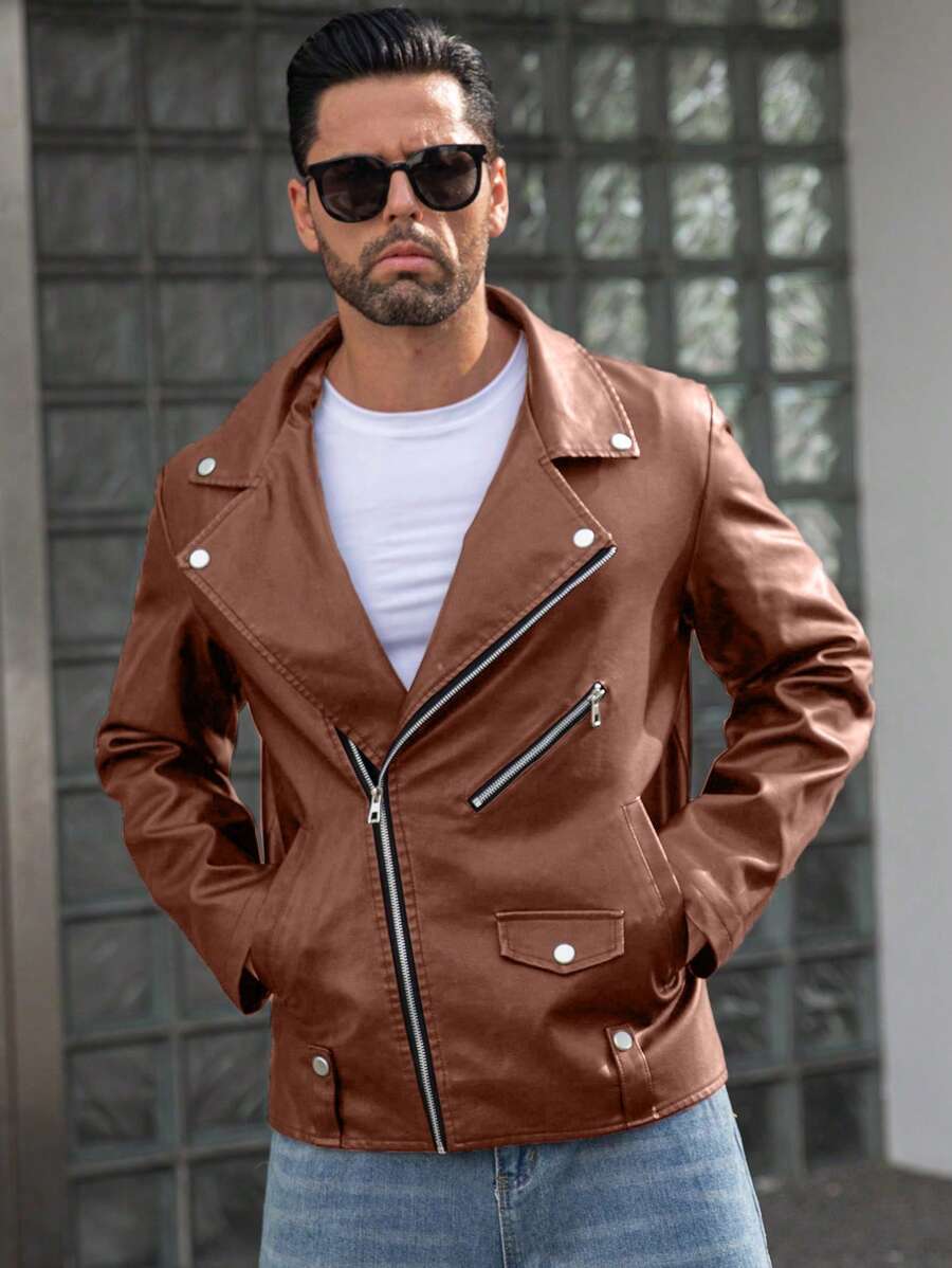 Veste classique en similicuir – Vêtements d'extérieur élégants pour hommes