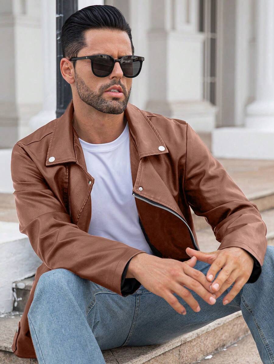 Veste classique en similicuir – Vêtements d'extérieur élégants pour hommes