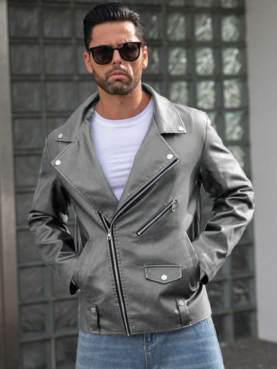 Veste classique en similicuir – Vêtements d'extérieur élégants pour hommes