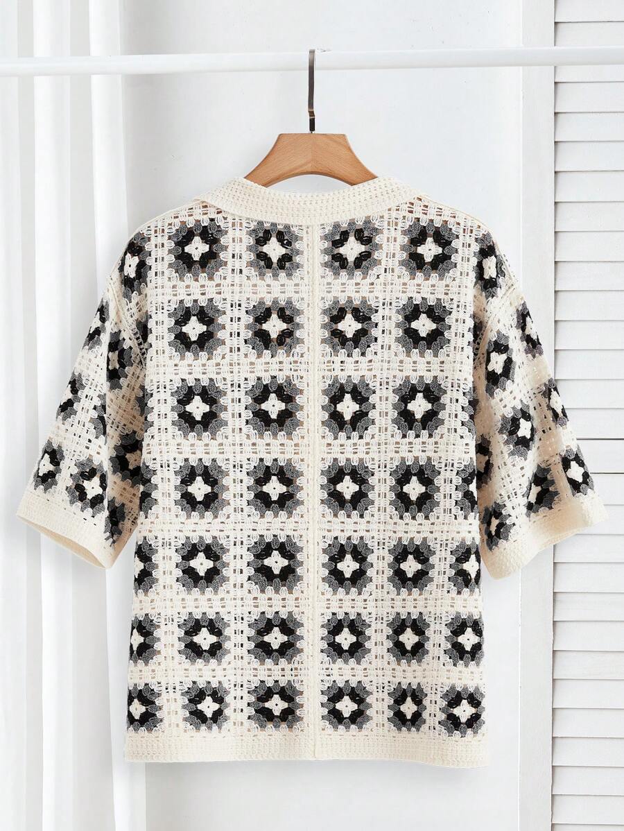 Chemises au crochet tendance homme col cubain été style vintage