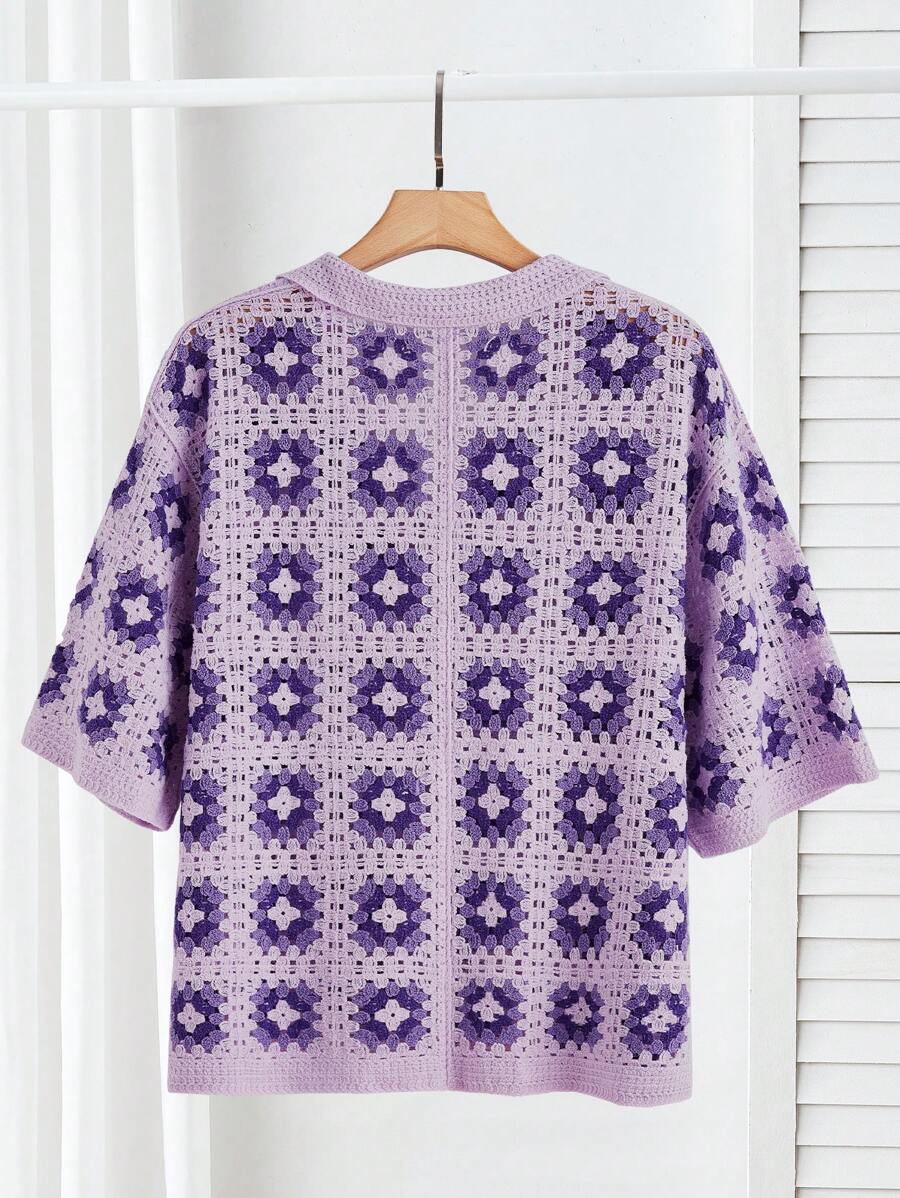 Chemises au crochet tendance homme col cubain été style vintage