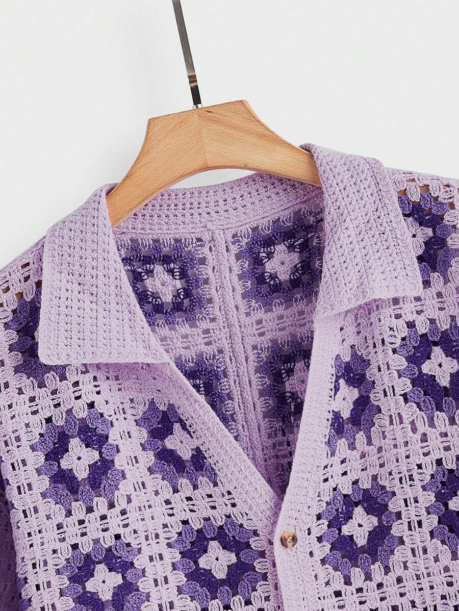 Chemises au crochet tendance homme col cubain été style vintage