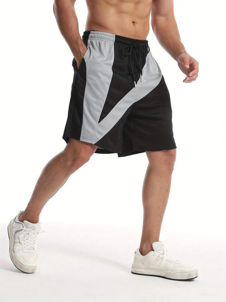 Shorts de sport à empiècements en mesh, légers et respirants pour hommes
