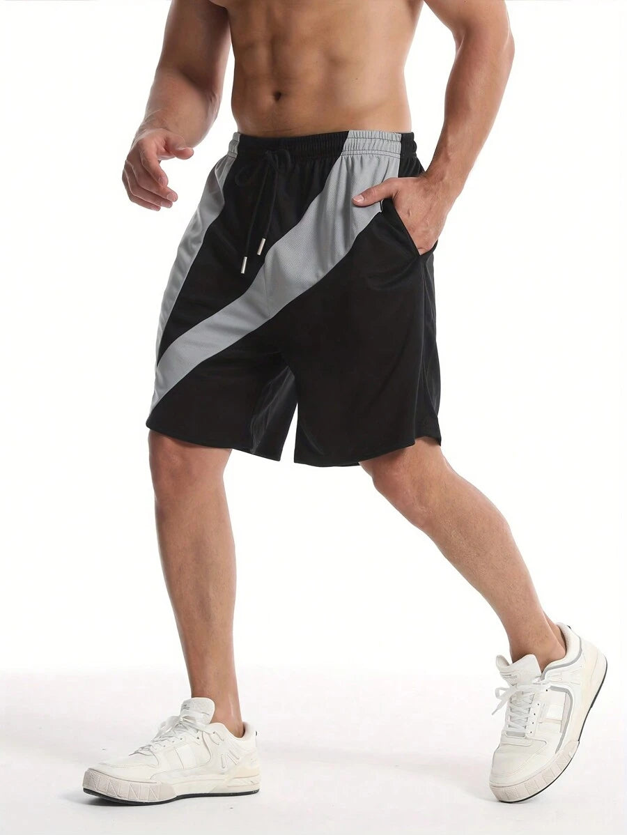 Shorts de sport à empiècements en mesh, légers et respirants pour hommes