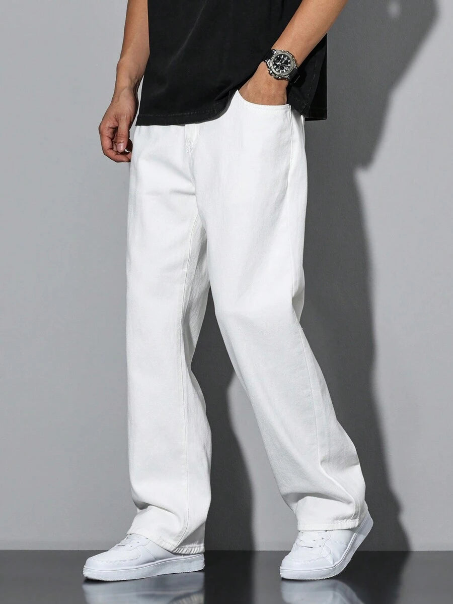 Pantalon ample droit pour homme – Denim décontracté à jambe large