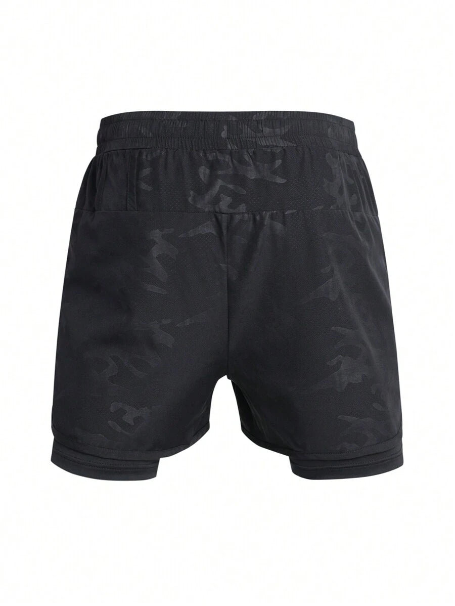 Shorts de sport à taille élastique imprimé lettre et cordon stylé