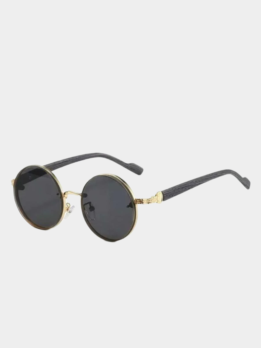Lunettes de soleil rondes noires en métal pour homme – Accessoire de mode punk vintage