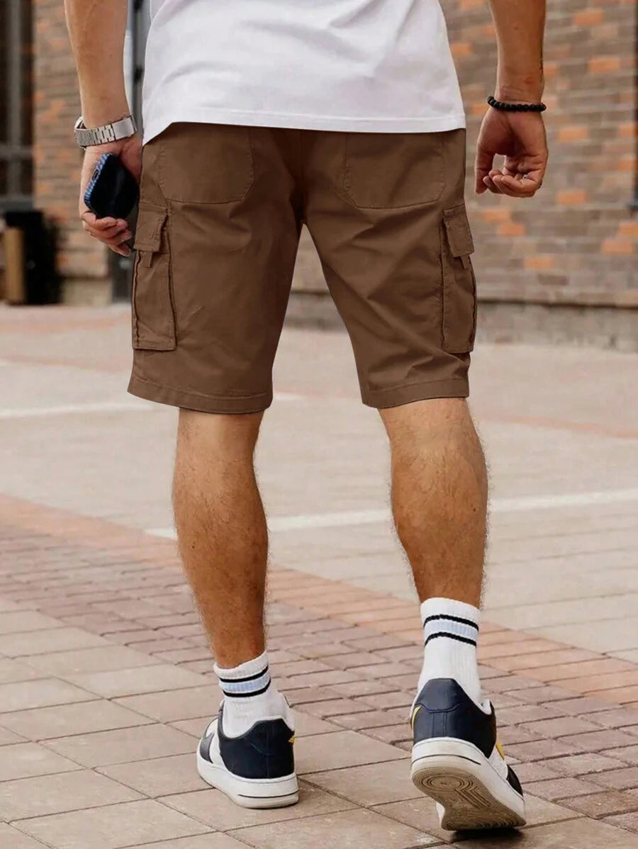 Shorts cargo pour hommes avec taille à cordon de serrage et poches latérales