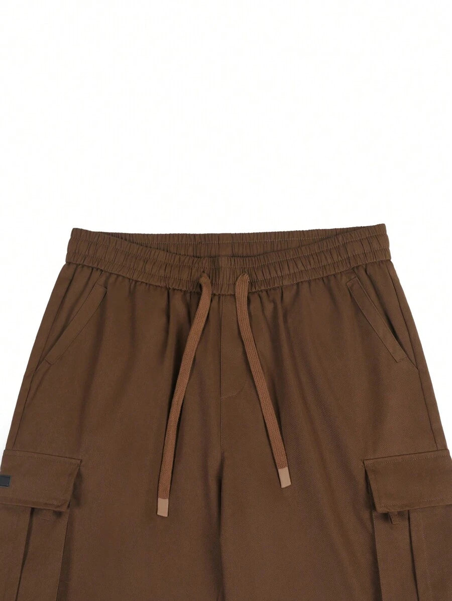 Shorts cargo pour hommes avec taille à cordon de serrage et poches latérales