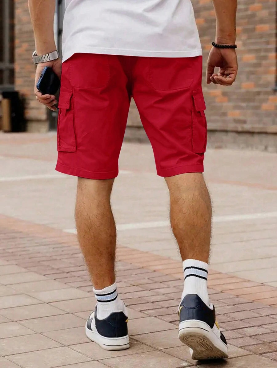 Shorts cargo pour hommes avec taille à cordon de serrage et poches latérales